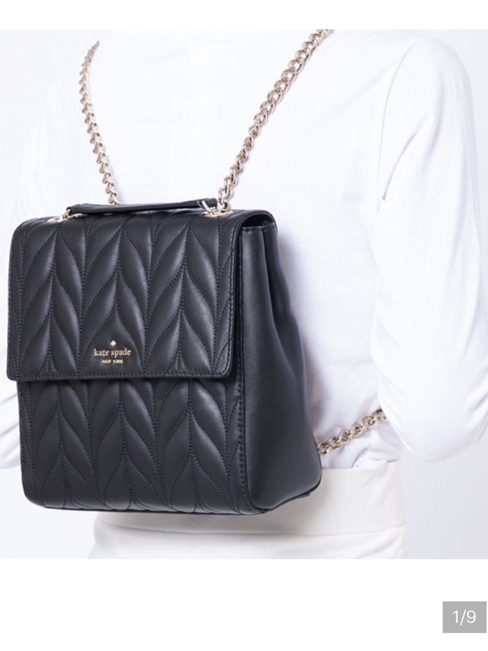 kate spade Black Quilted Leather Chain-Strap Backpack